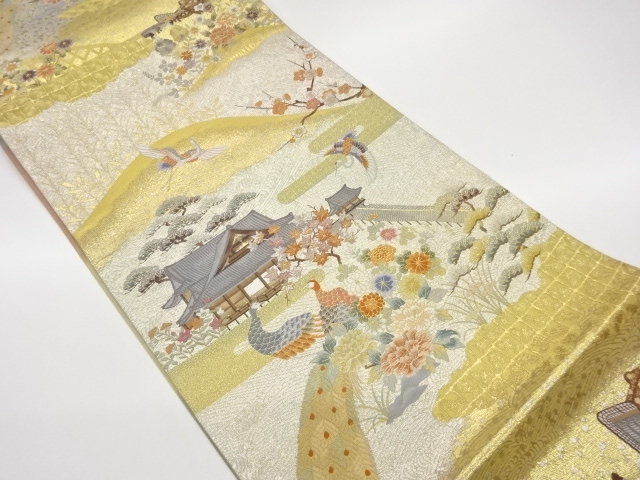 JAPANESE FUKURO OBI / WOVEN SCENERY OF HOUSE